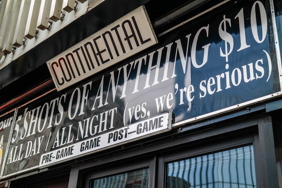 east village neighborhood guide: the famous Continental bar on St. Marks