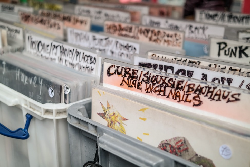 Vinyl store at Camden Lock Market, London