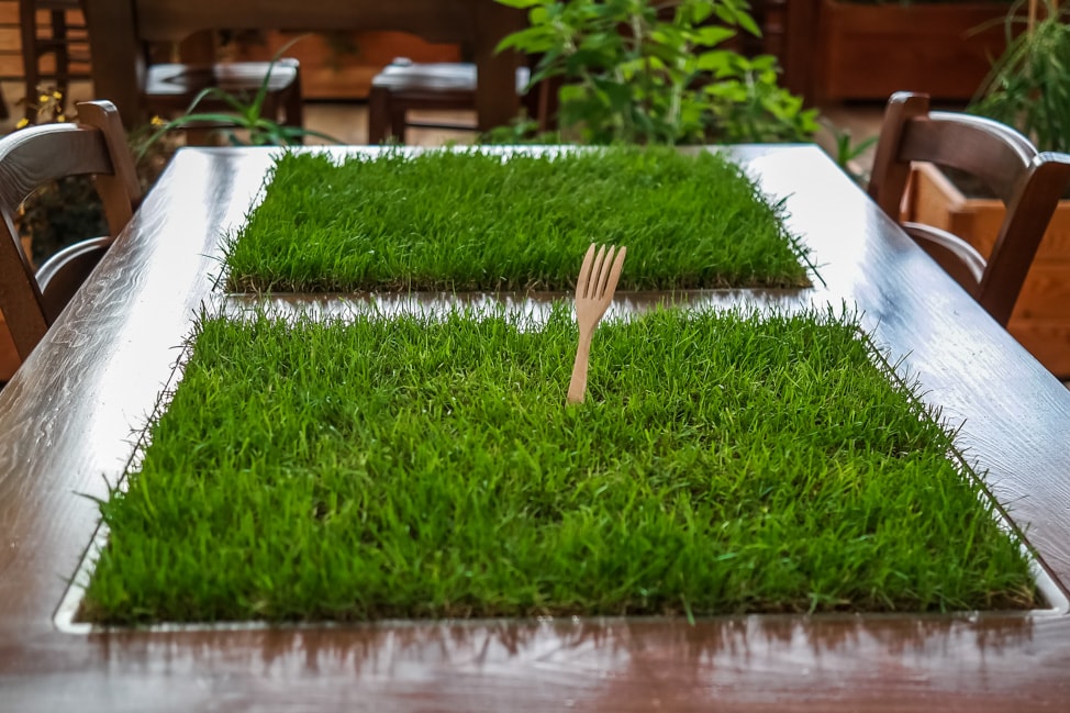 Restaurant tables at Garden Village Eco Resort, Lake Bled 