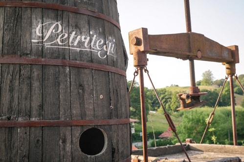 Basque Cider House: An old apple cider press at Petritegi Sideria