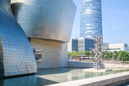 The stunning outside of the Guggenheim Bilbao in Bilbao, Spain