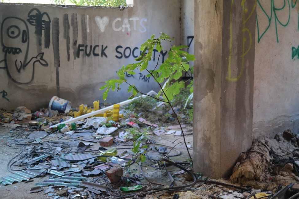 Mostar sniper tower: the ground floor entrance