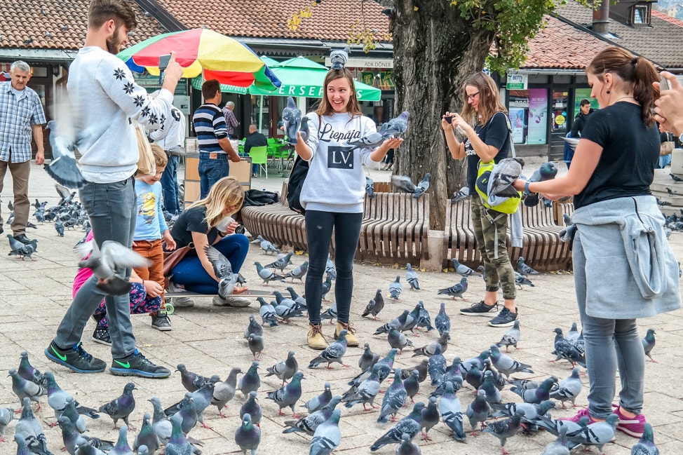 Sarajevo Bosnia: tourists in old town