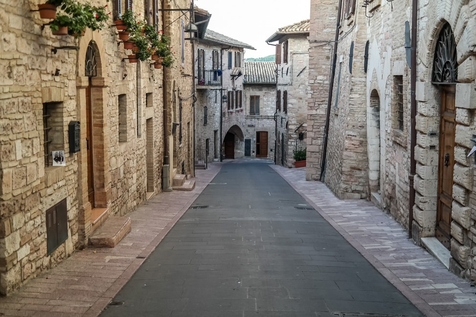 Assisi, Italy: one of the quaint side streets through the town