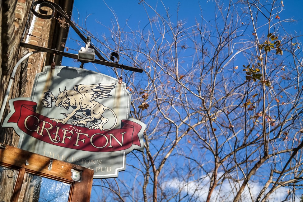 best things to do in charleston: the signage for The Griffon pub