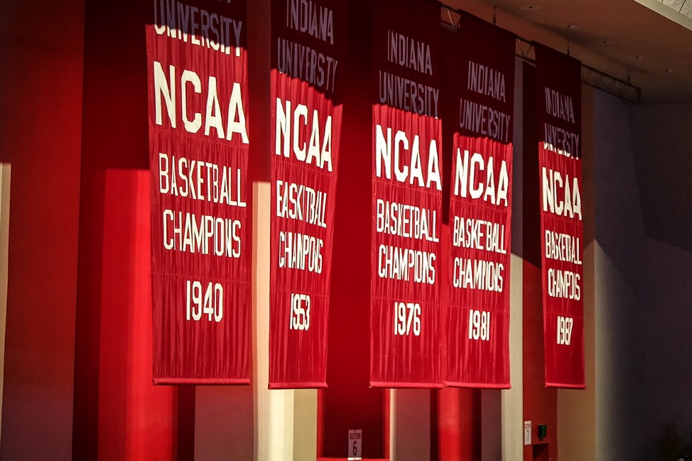 Things to Do in Bloomington, Indiana: The IU championship banners at Alumni Hall